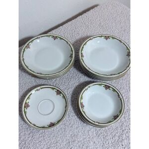 Theodore Haviland Limoges Bowls Saucers Set White Pink Rose Gold Vintage French